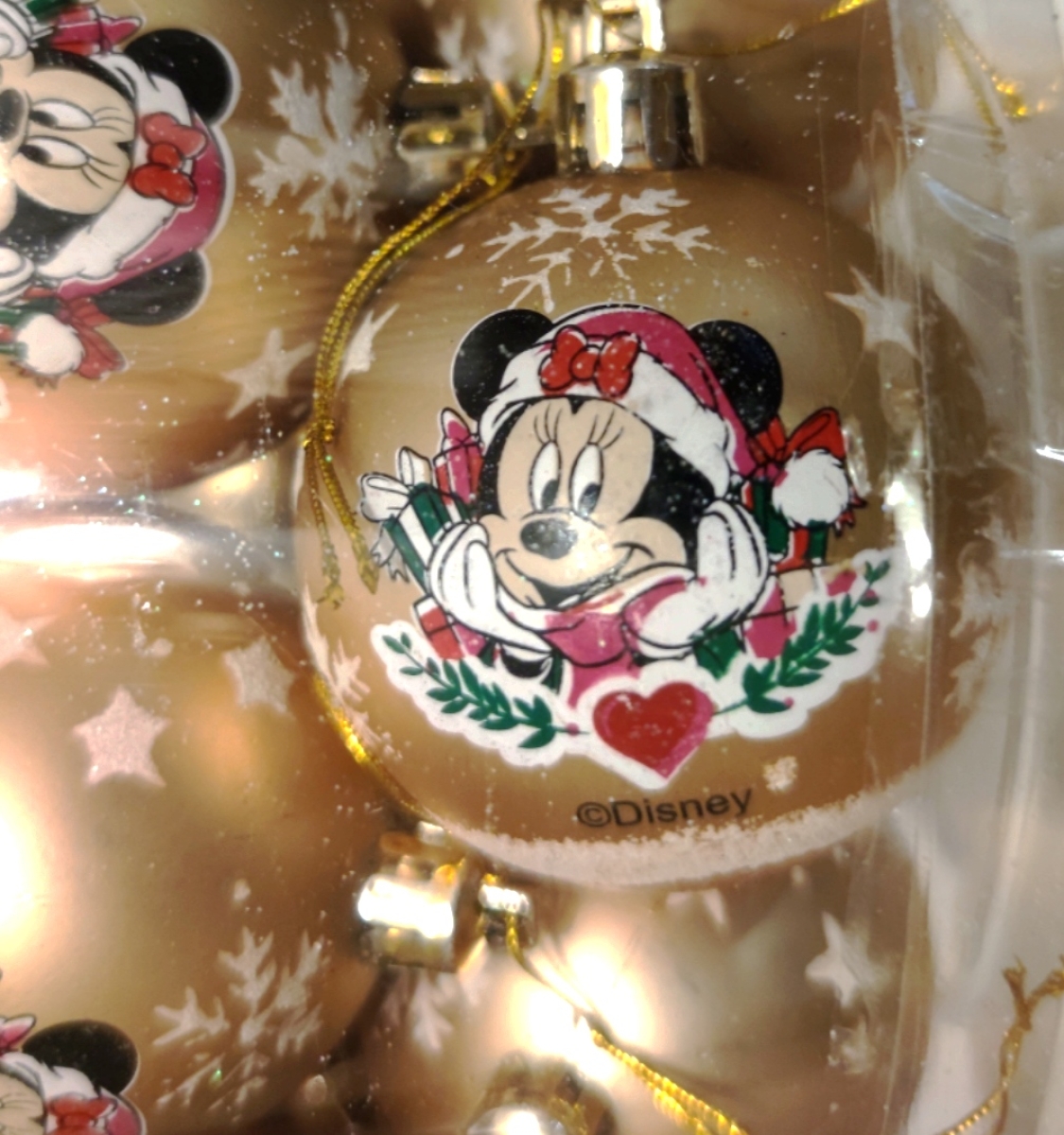 Minnie Mouse Weihnachtskugeln in goldfarbe